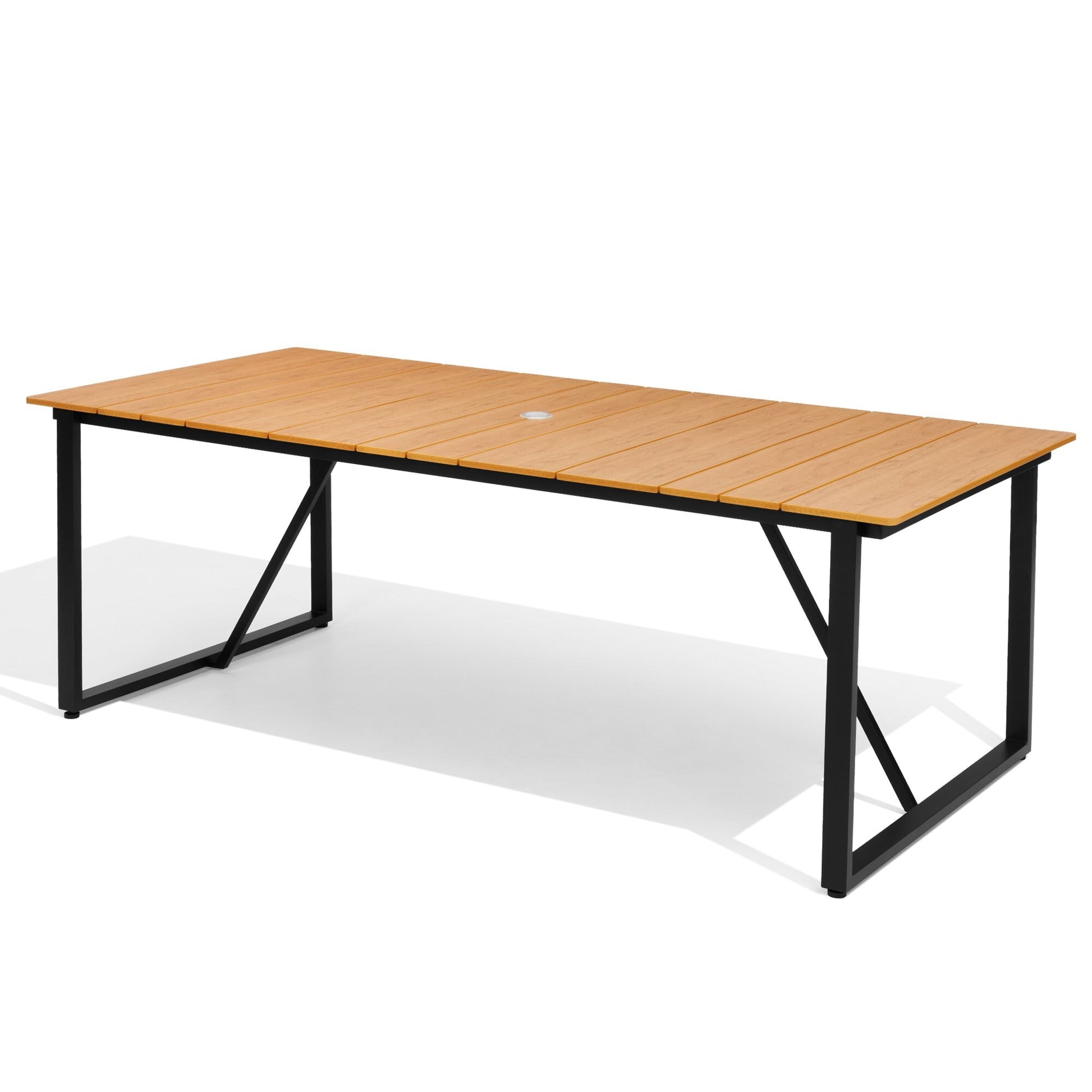 Crestlive Products 83-in Patio Rectangle Outdoor Dining Table 37.8-in W x 82.68-in L with Umbrella Hole