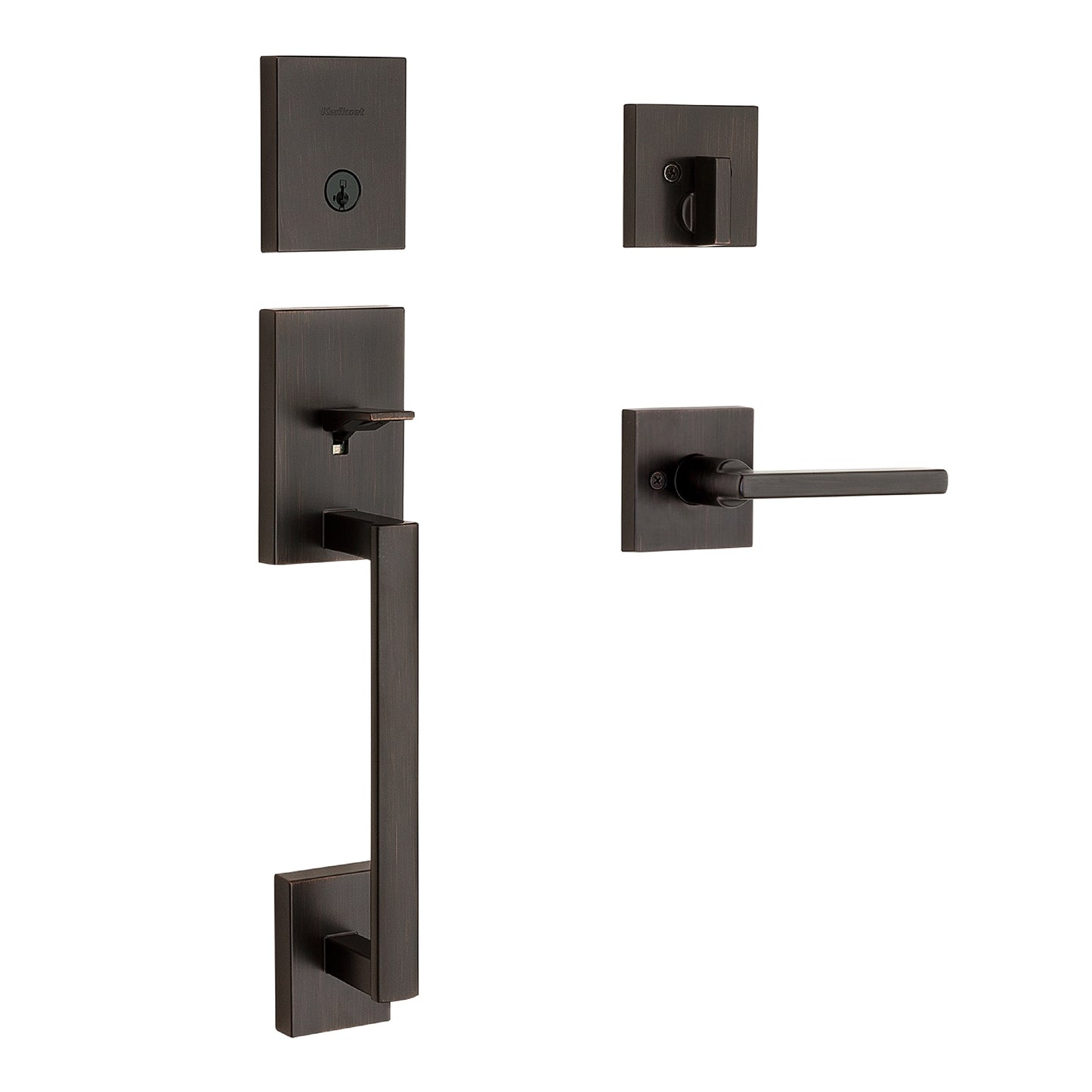 Kwikset Signature Series San Clemente Venetian Bronze Single-Cylinder Deadbolt Entry Door Handleset with Halifax Lever and Smartkey 818SCEXHFL 11P SMT