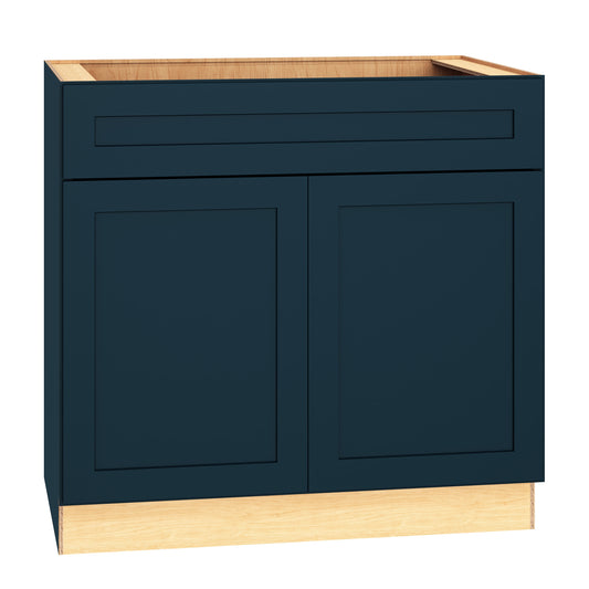 Diamond Express Jamestown 36-in W x 34.5-in H x 24-in D Regatta Blue Sink Base Fully Assembled Plywood Cabinet Recessed Panel Shaker