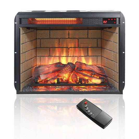 Mondawe 23-in W Black Infrared Quartz Electric Fireplace MA-CE23694