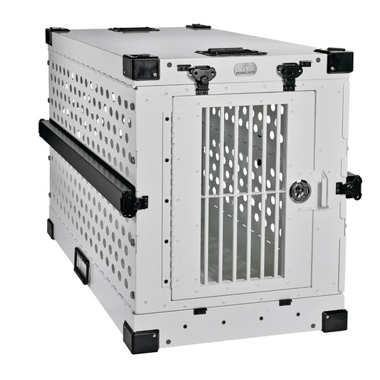 K9 KENNEL BOSS Aluminum Indoor/Outdoor Crate for Any Pet Medium (26 - 40 lbs.) Dog ( 2.98-ft L x 2.1-ft W x 2.41-ft H )