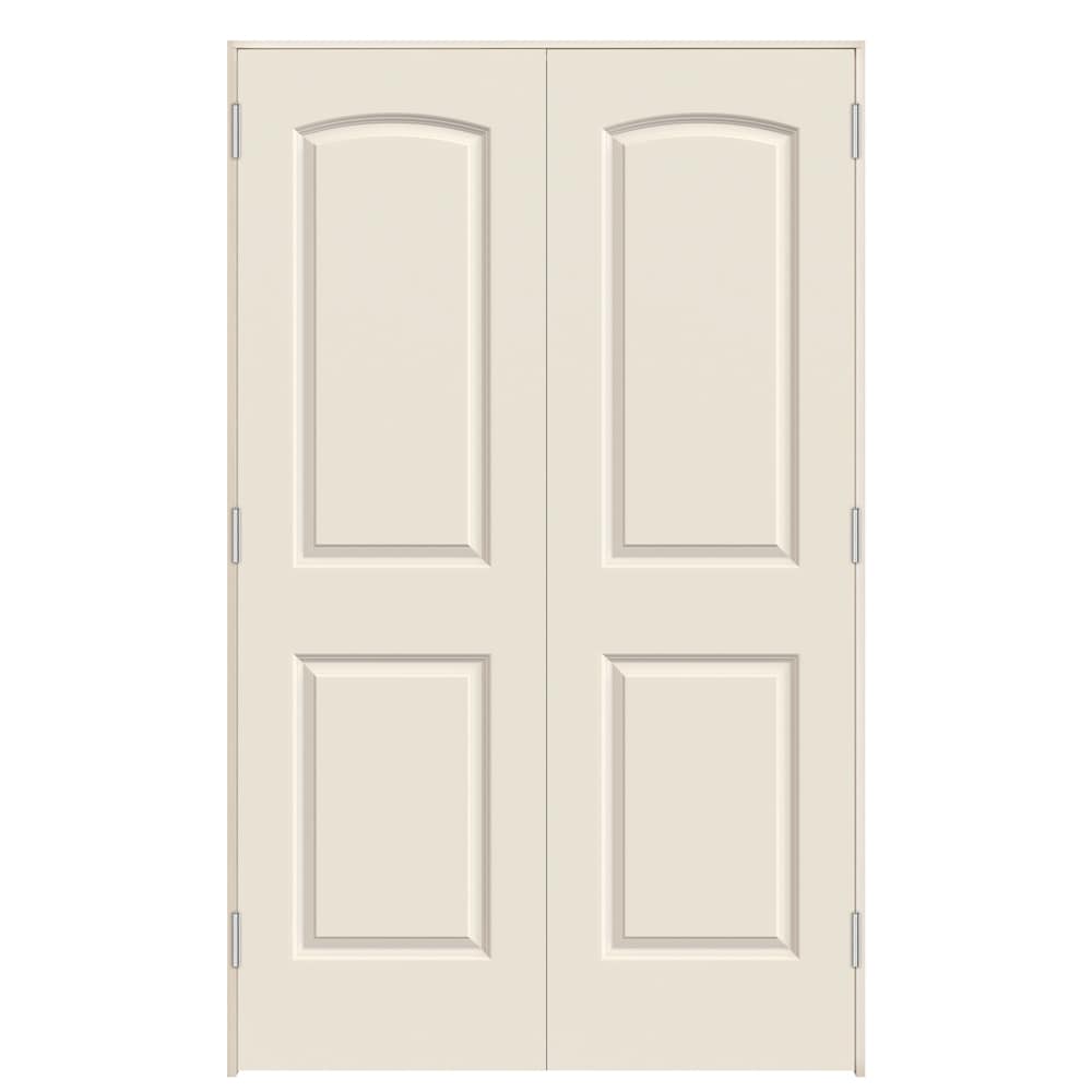 JELD-WEN 48-in x 80-in Primed Hollow core 2-panel Universal Smooth Primed Molded composite Flat Jamb Double Prehung Interior Door with