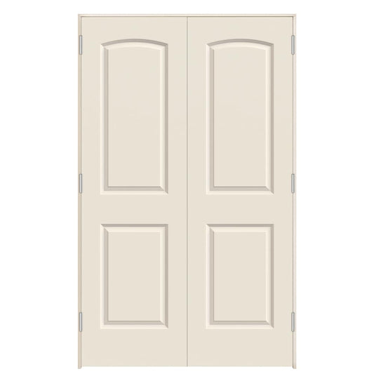JELD-WEN 48-in x 80-in Primed Hollow core 2-panel Universal Smooth Primed Molded composite Flat Jamb Double Prehung Interior Door with