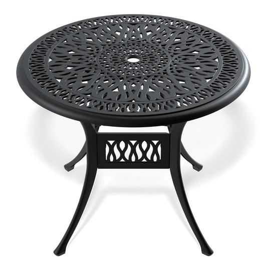 CESICIA Patio Tables Round Outdoor Dining Table 35.43-in W x 35.43-in L with Umbrella Hole