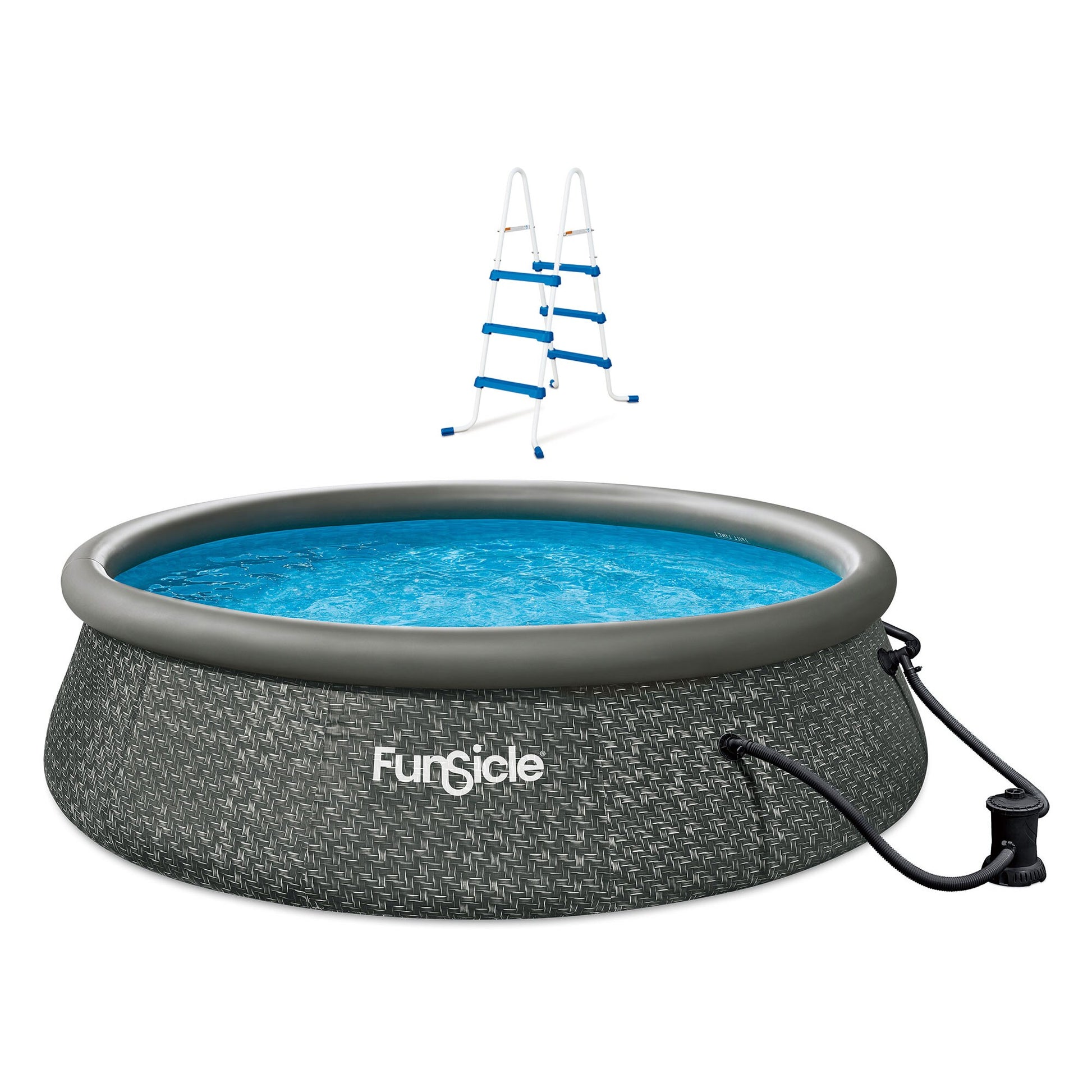 Funsicle 12-ft x 12-ft x 36-in Inflatable top ring Round Above-Ground Pool with Filter Pump with Ladder