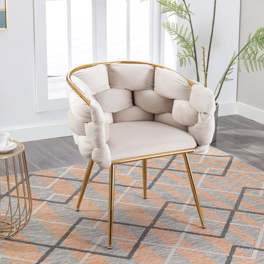 ModernLuxe 22.2-in W Modern Beige Velvet Accent Armchair