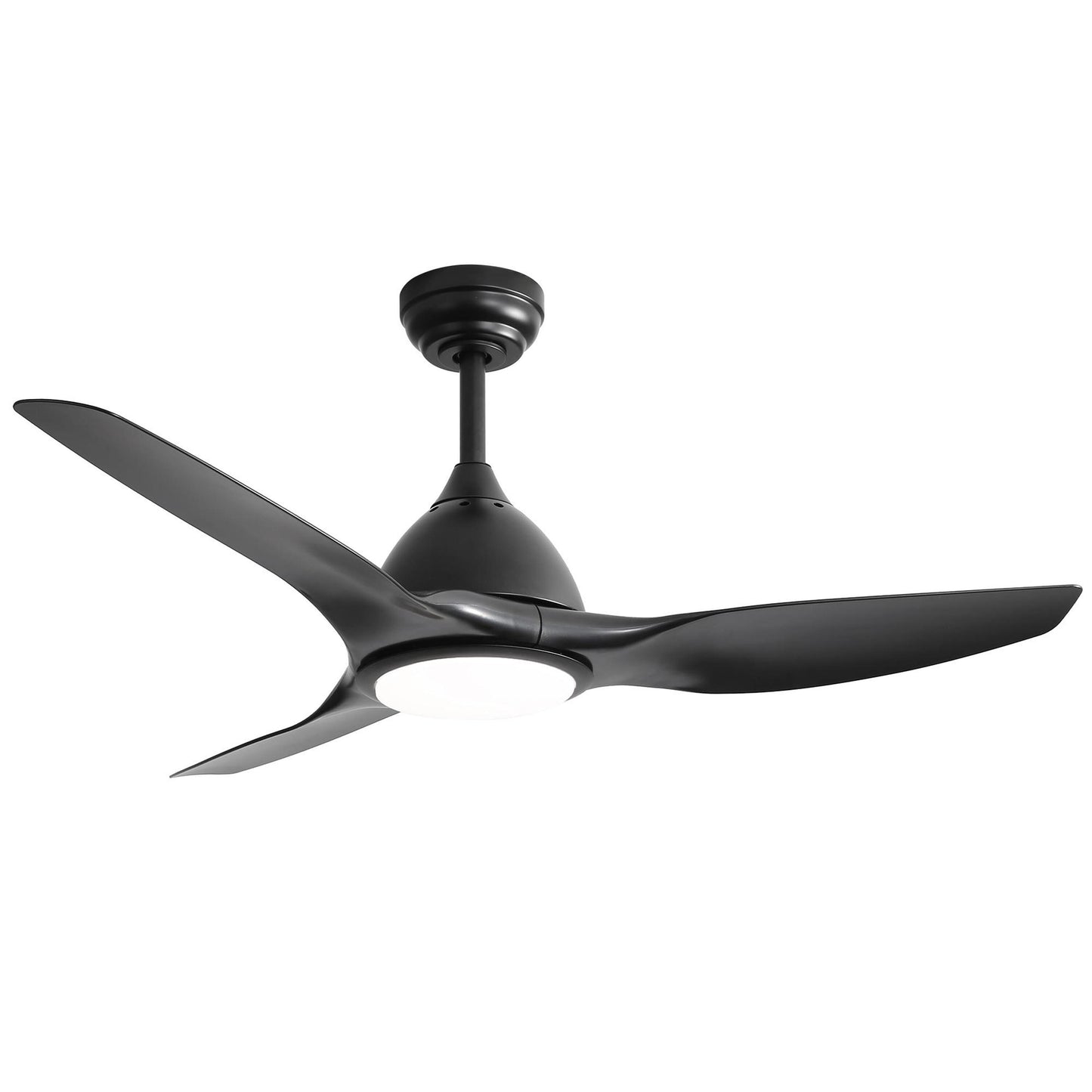 Bayfeve Adjustable Speed 52-in Black with Black ABS Blades Color-Changing Integrated LED Covered Outdoor Ceiling Fan With Light and Remote Included 3 -Blade