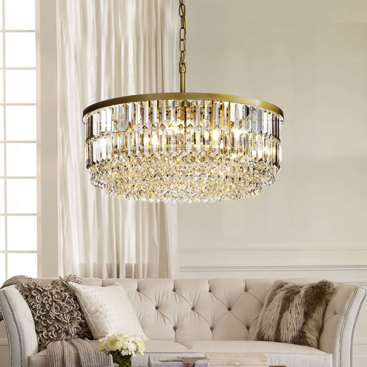 AloaDecor Lighting 5 -Light Antique Gold Indoor Crystal Glass Metal Chandelier