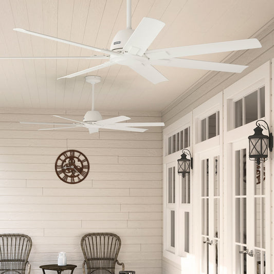 Hunter Downtown ENERGY STAR 60-in Outdoor Matte White with Matte White Blades Ceiling Fan ( 7 -Blade ) 6535506