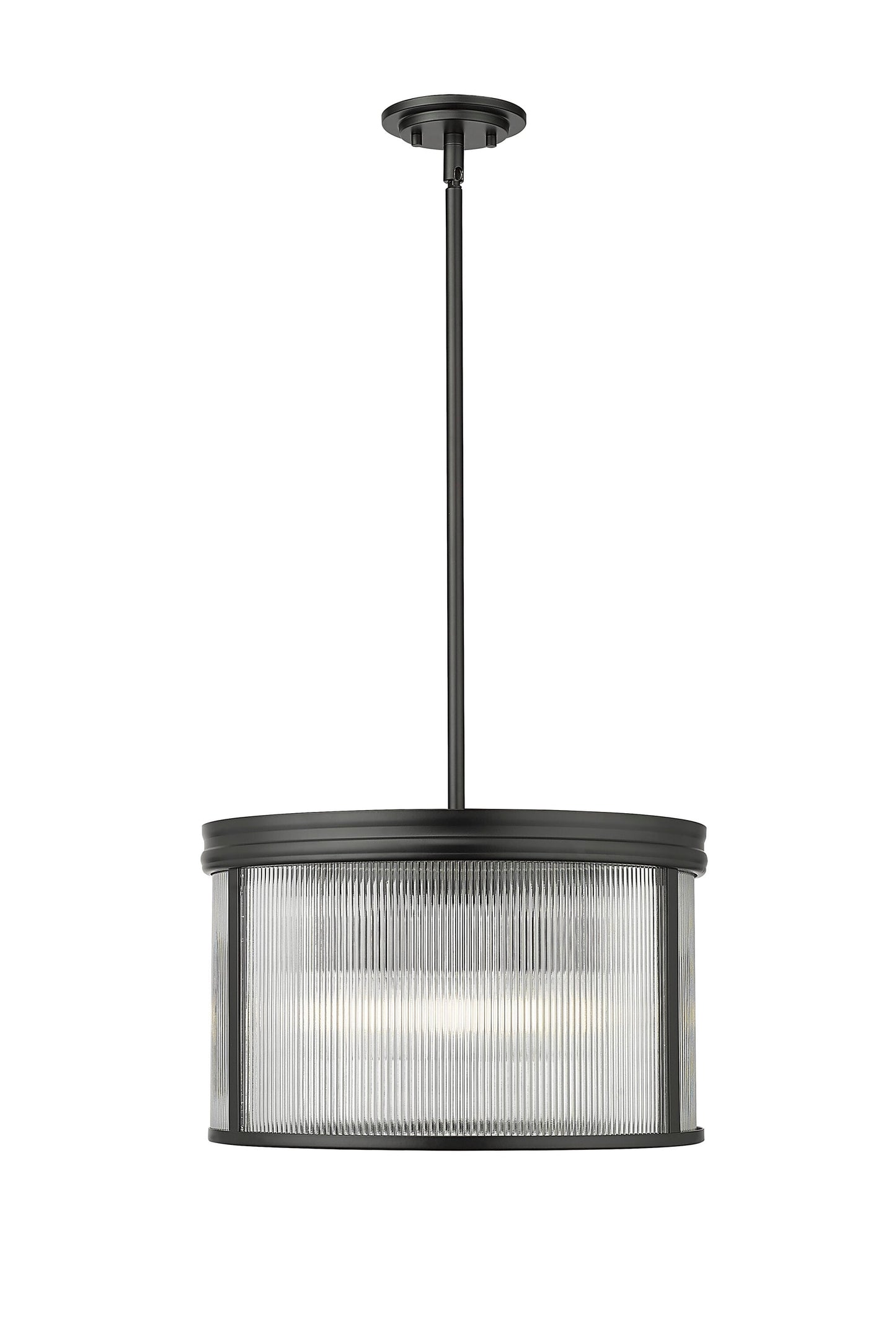 Z-Lite Carnaby 5 -Light Matte Black Transitional Clear glass Drum Medium Hanging Pendant light