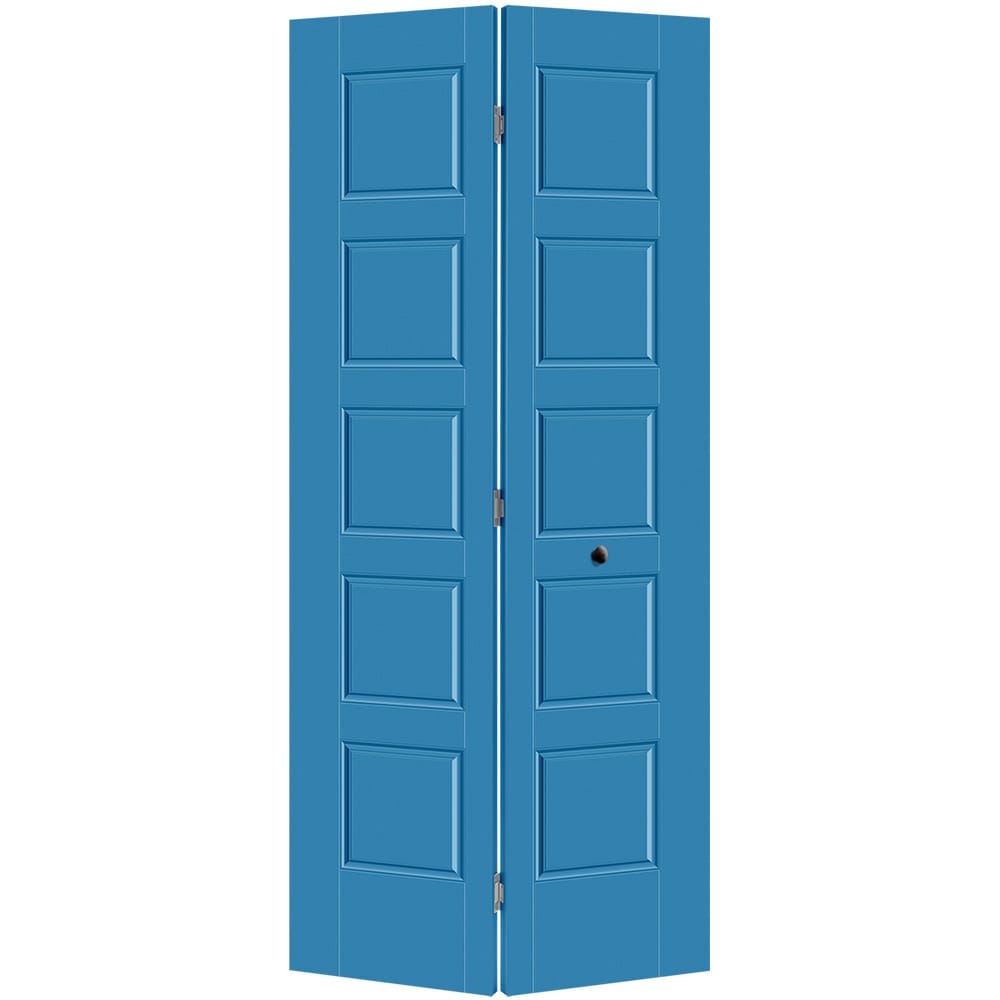 Masonite Riverside 36-in x 80-in Blue Heron 5-panel equal Smooth Hollow core Prefinished Molded composite Closet Bifold Door ( Hardware Included )