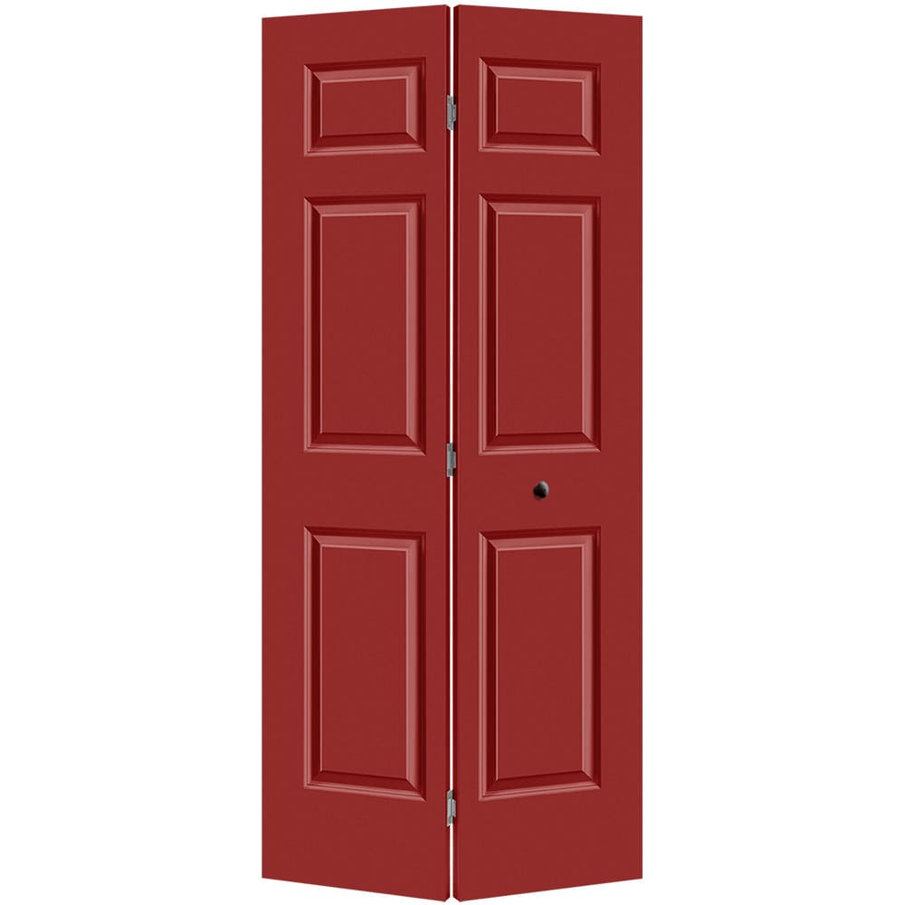 Masonite Traditional 36-in x 80-in Barn Red 6-panel Smooth Hollow core Prefinished Molded composite Closet Bifold Door
