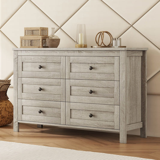 Yiekholo Anitque Gray Pine 6 -Drawer 52.6-in Standard dresser