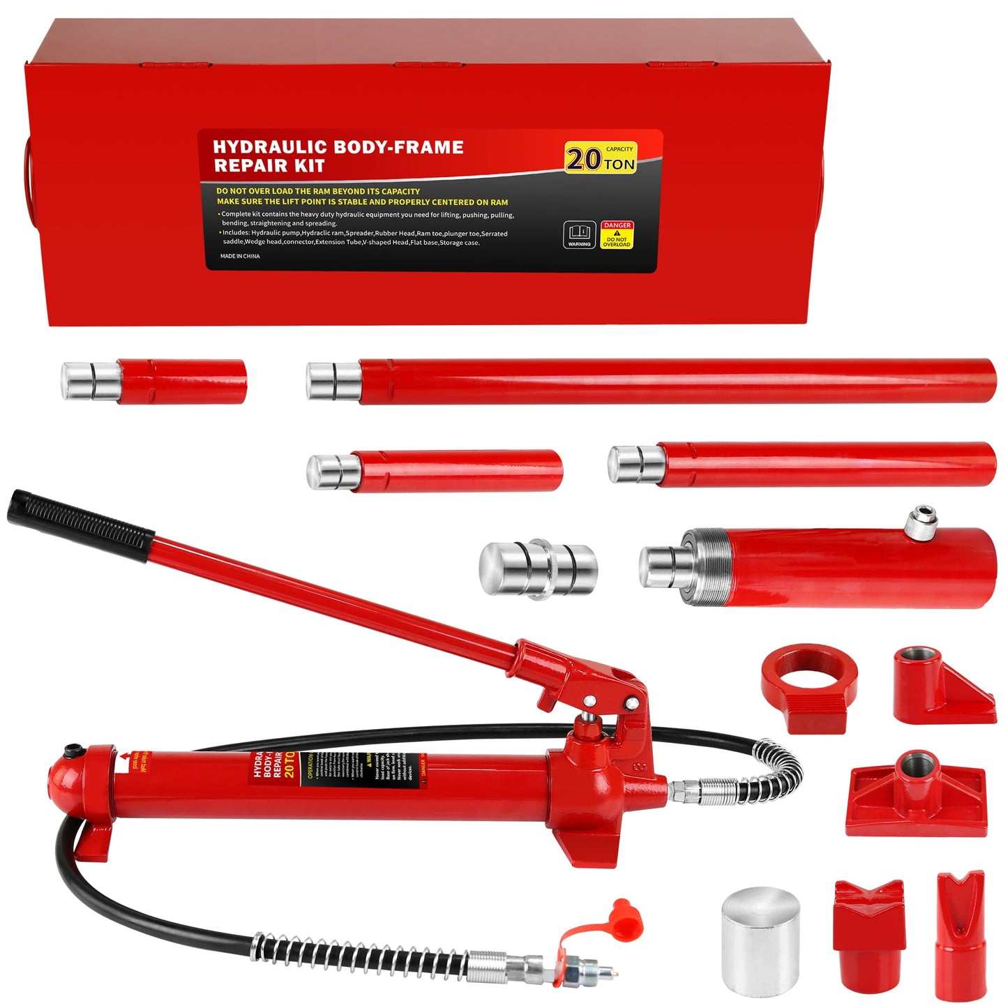 Kahomvis Red 20-Ton Steel Hydraulic Jack kit