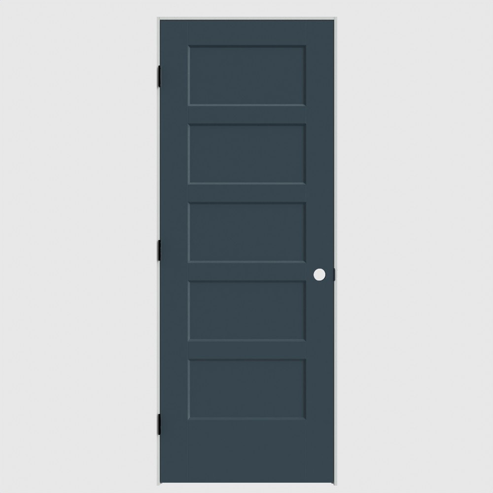 Masonite 24-in x 80-in Slate Solid core 5-panel Right hand Smooth Primed Molded composite Flat Jamb Single Prehung Interior Door with