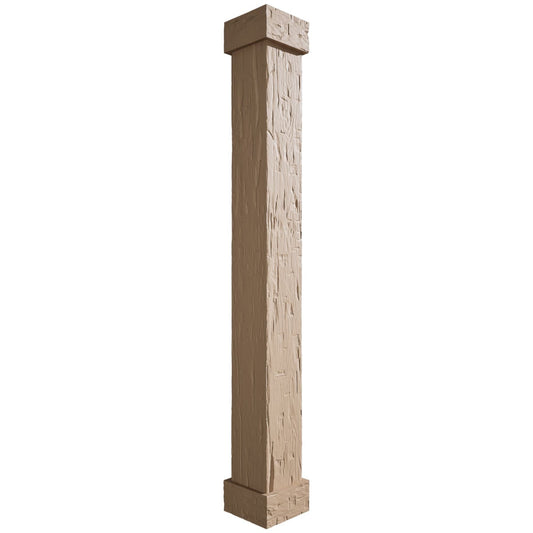 Ekena Millwork Hand Hewn with Standard Capital and Base 6-in W x 9-ft H Unfinished Polyurethane Column Wrap