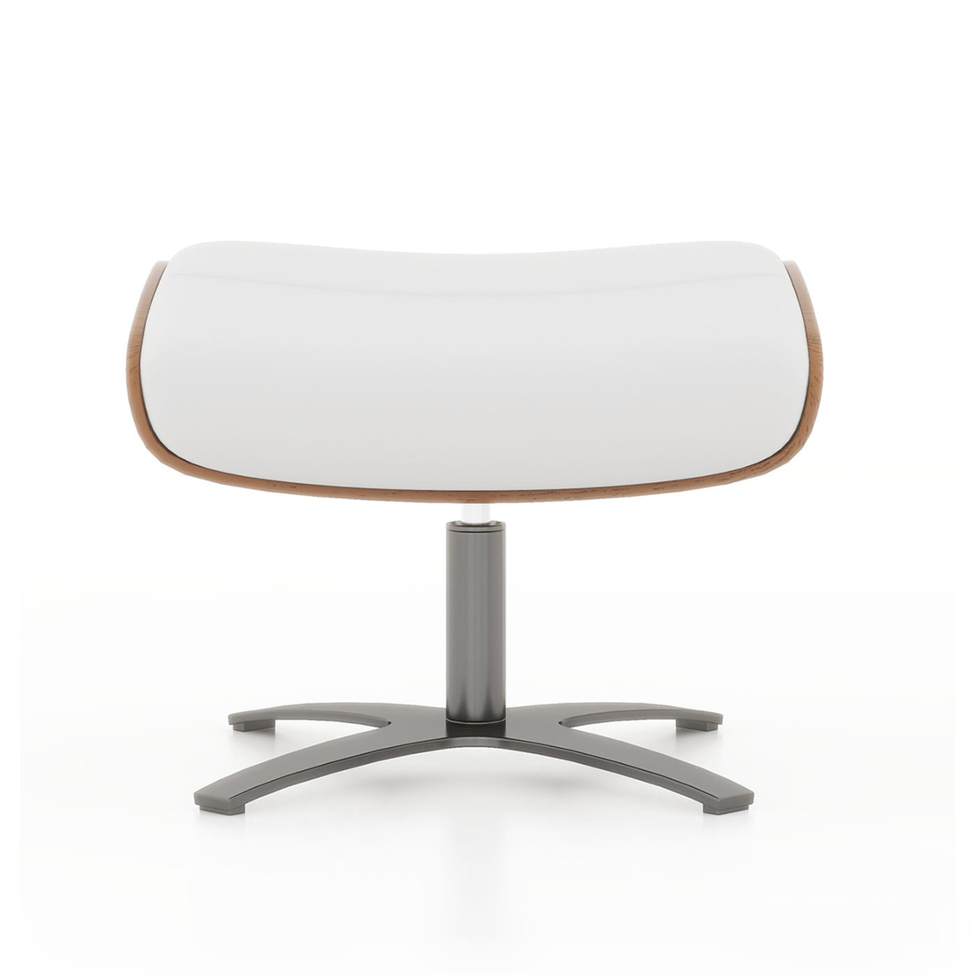 Jennifer Taylor Home Jovan Midcentury Porcelain White Genuine Leather Ottoman