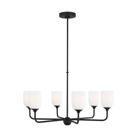 Generation Lighting Emile 6 -Light Black Traditional For Use in Dining Rooms, Foyers, Living Rooms Chandelier