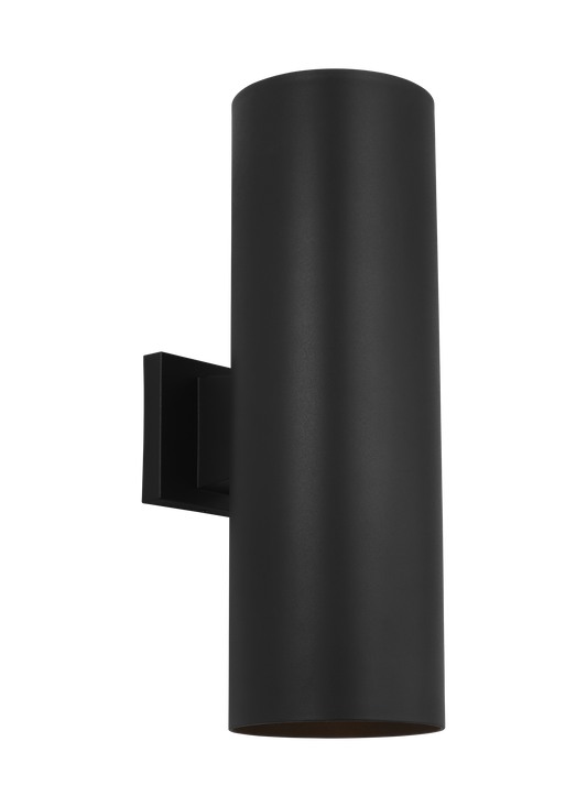 Generation Lighting Outdoor Cylinders Coastal 2 -Light 18-in H Black Hardwired Outdoor Wall Light