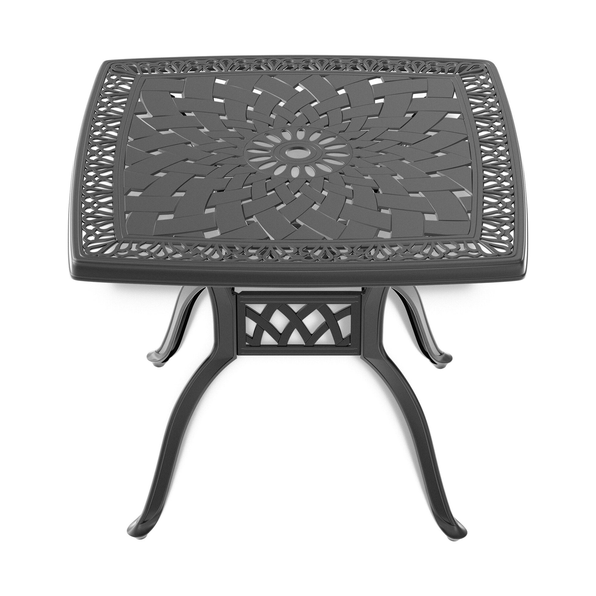 Kahomvis Cast Aluminum Patio Dining Table Square Outdoor Dining Table 35.43-in W x 35.43-in L with Umbrella Hole
