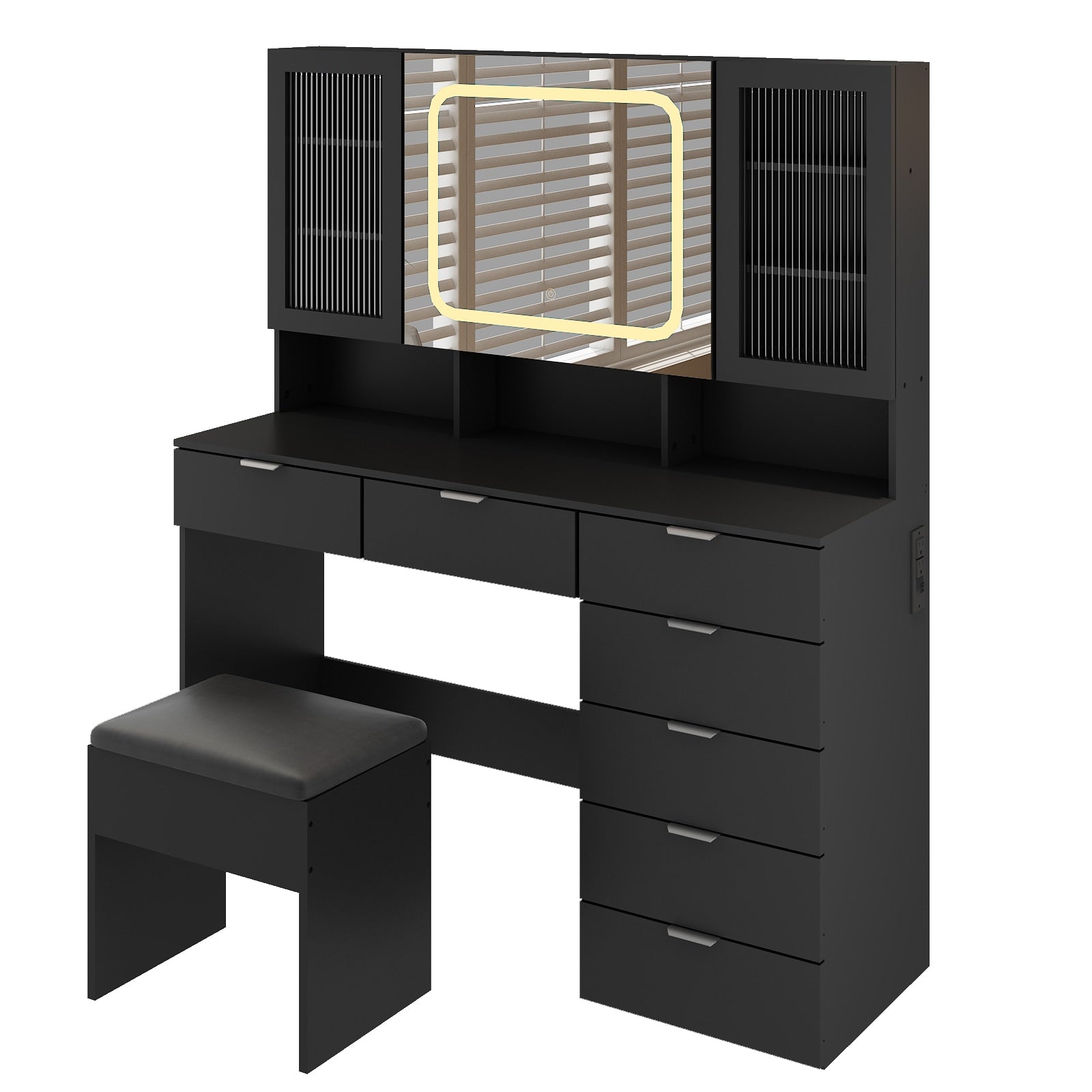 Outopee 47.24-in Black Makeup Vanity