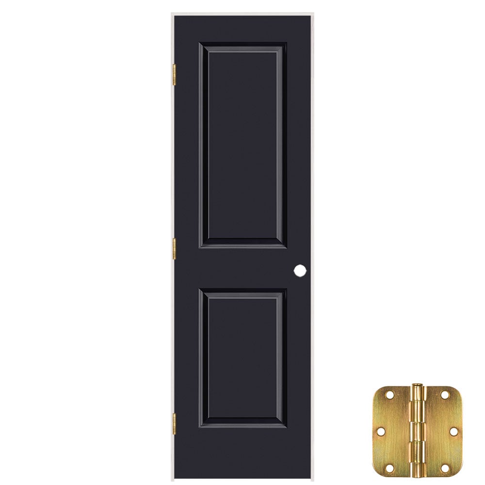 Masonite 24-in x 80-in Midnight Solid core 2-panel Right hand Smooth Prefinished Molded composite Flat Jamb Single Prehung Interior Door with