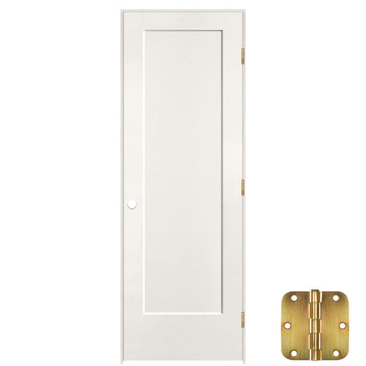 Masonite 28-in x 80-in Snowstorm Solid core 1-panel Left hand Smooth Prefinished Molded composite Flat Jamb Single Prehung Interior Door with