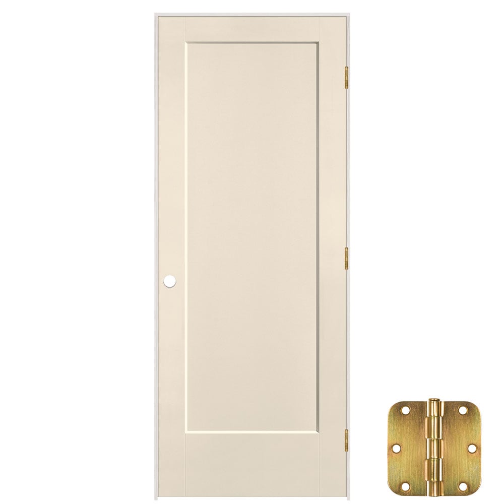 Masonite 32-in x 80-in Moonglow Solid core 1-panel square Left hand Smooth Prefinished Molded composite Flat Jamb Single Prehung Interior Door