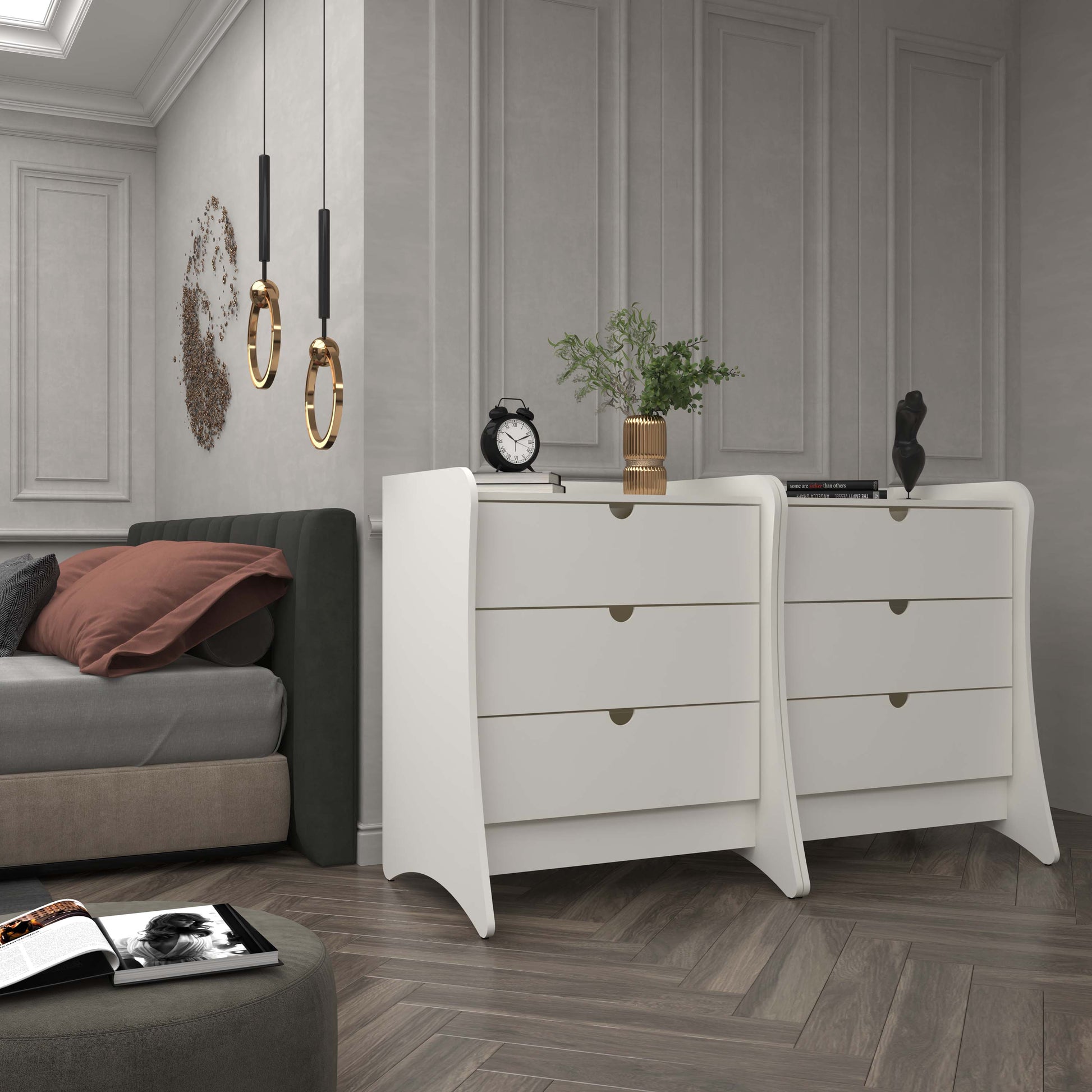 Manhattan Comfort White 6 -Drawer Standard dresser