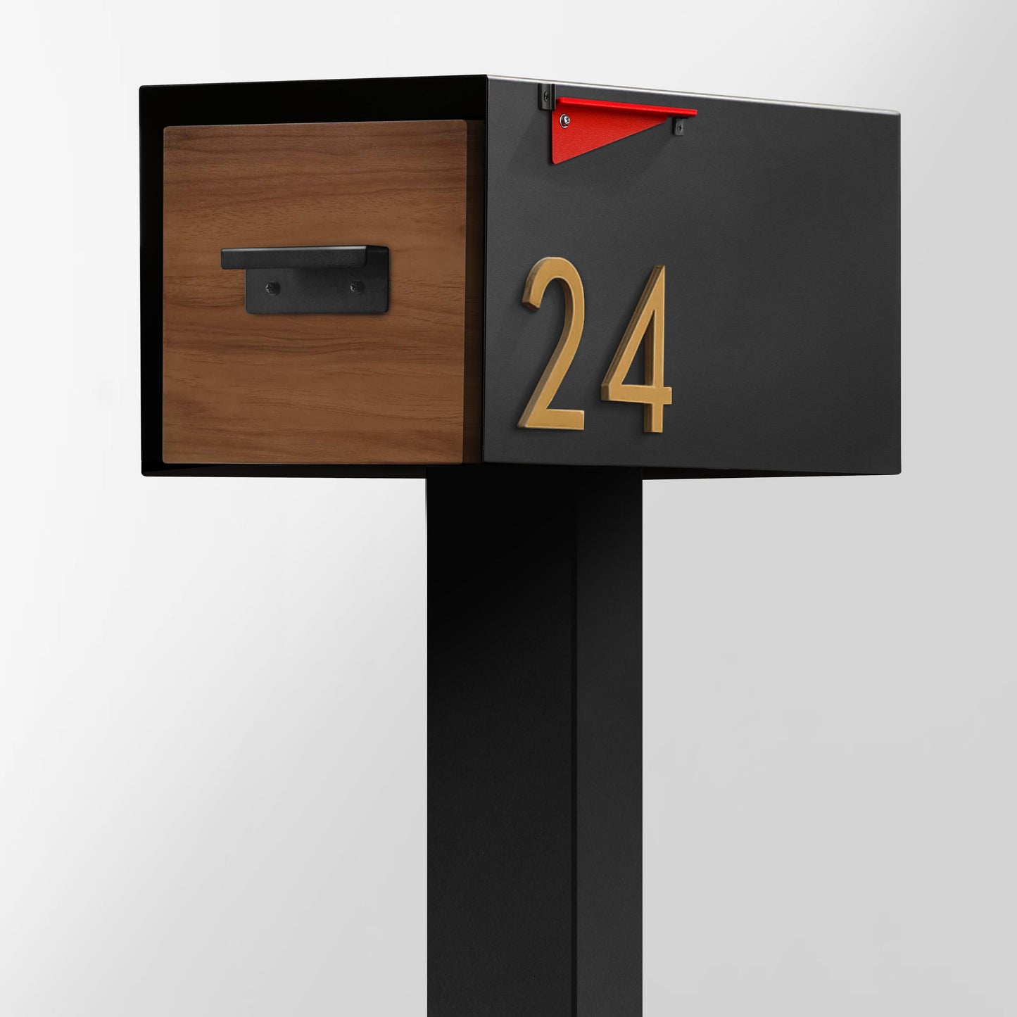 Post & Porch Post-Mounted Mailboxes 4 x 4 Black Steel Flat Mount Mailbox Post
