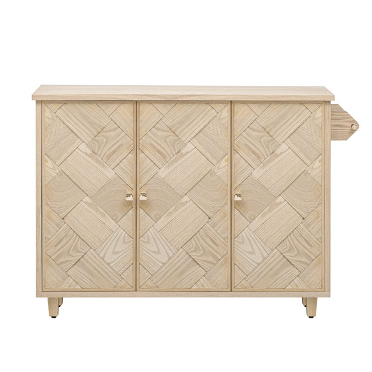 Kahomvis MDF Base with Wood Wood Top Rolling Kitchen Island ( 17.7-in x 51.2-in x 36.2-in )