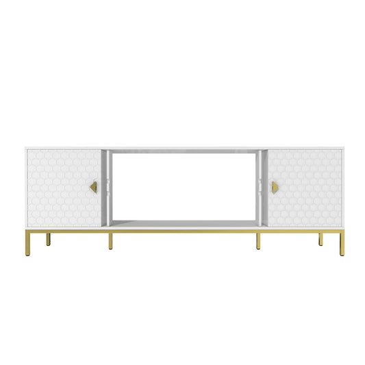GZMR Modern/Contemporary White 13.78-in W TV cabinet Integrated TV Mount ( Accommodates TVs up to 70-in )