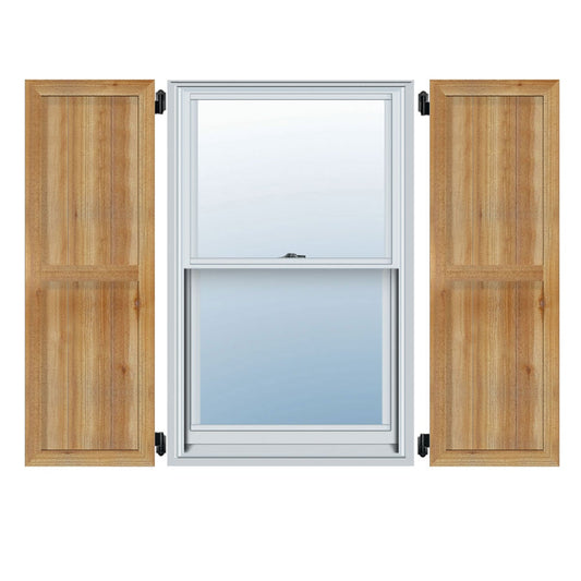 Ekena Millwork 26.875-in W x 55-in H Unfinished Paintable/Stainable Board and batten Framed Wood Exterior Shutters ( 2 -Pack )