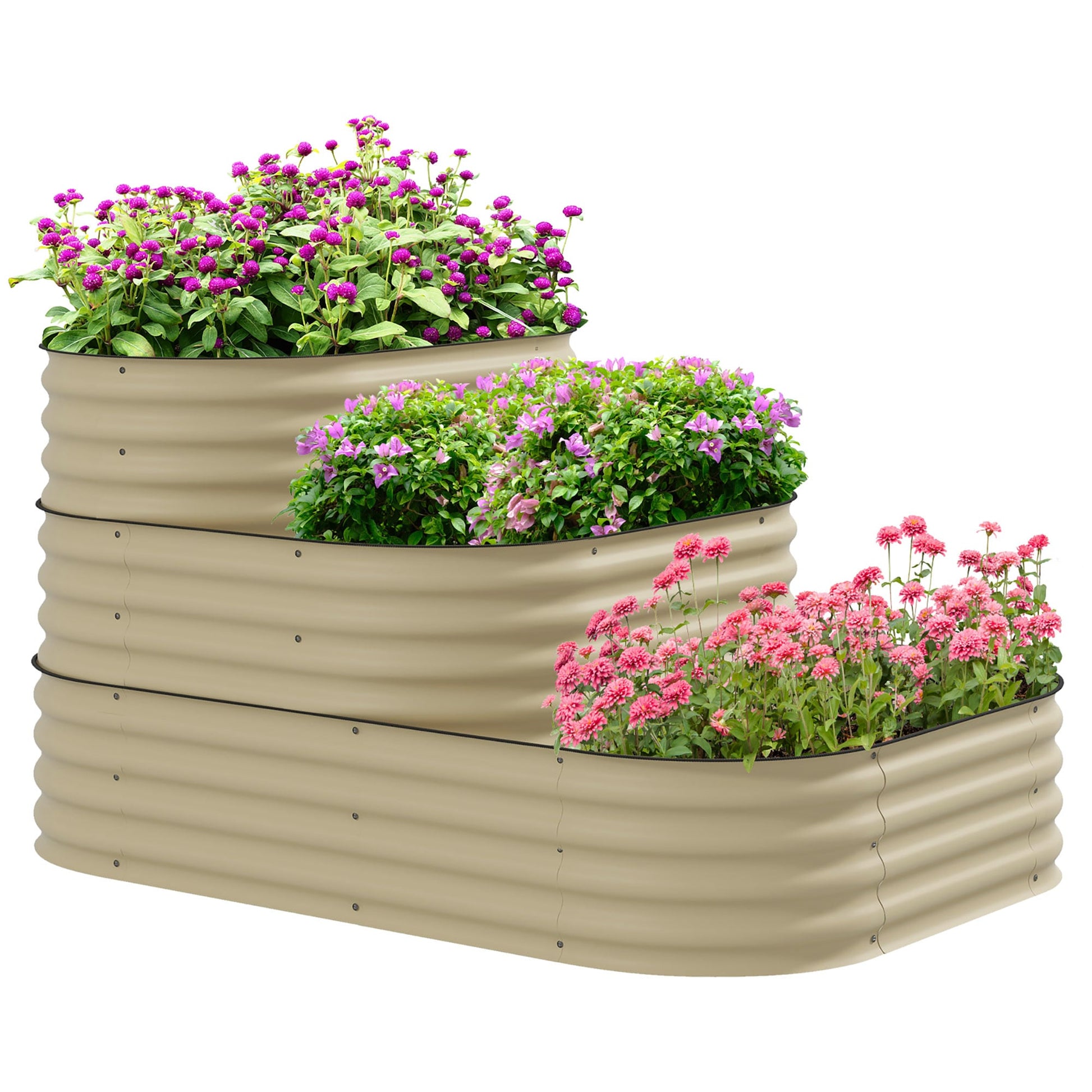 Zeus & Ruta 49.37-cu ft 43-in W x 62.25-in L x 32.25-in H Cream White Metal Raised Garden Bed