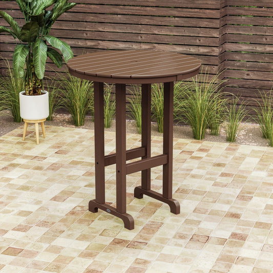 POLYWOOD Tables Round Outdoor Bar height Table 35.13-in W x 35.13-in L with Umbrella Hole