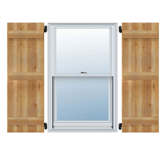 Ekena Millwork 32.25-in W x 81-in H Unfinished Paintable/Stainable Board and batten Wood Exterior Shutters ( 2 -Pack )