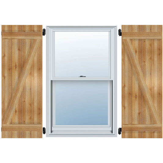 Ekena Millwork 32.25-in W x 69-in H Unfinished Paintable/Stainable Board and batten Z-bar Wood Exterior Shutters ( 2 -Pack )