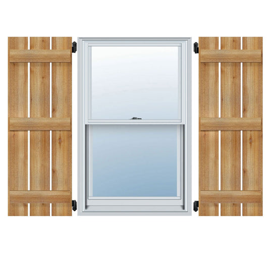 Ekena Millwork 23-in W x 82-in H Unfinished Paintable/Stainable Board and batten Spaced Wood Exterior Shutters ( 2 -Pack )