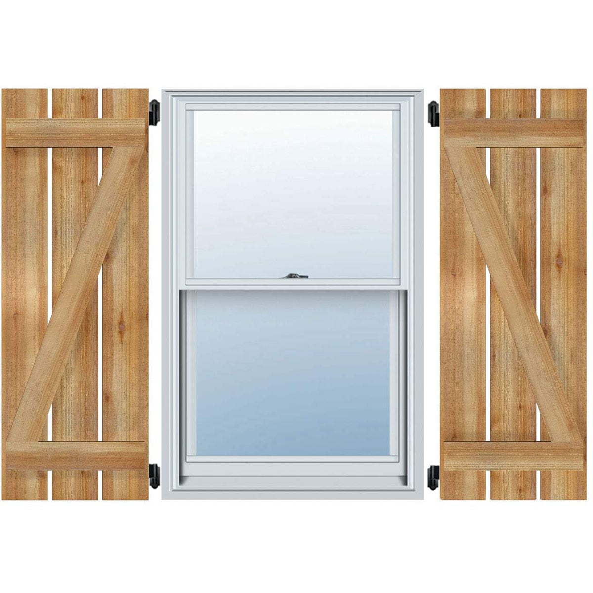 Ekena Millwork 34.75-in W x 58-in H Unfinished Paintable/Stainable Board and batten Spaced with z-bar Wood Exterior Shutters ( 2 -Pack )
