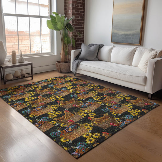 Addison Rugs Mayfield AMF157MI 9 x 12 (ft) Loomed Polyester Midnight Rectangular Indoor Geometric Machine washable Pet Friendly Area rug