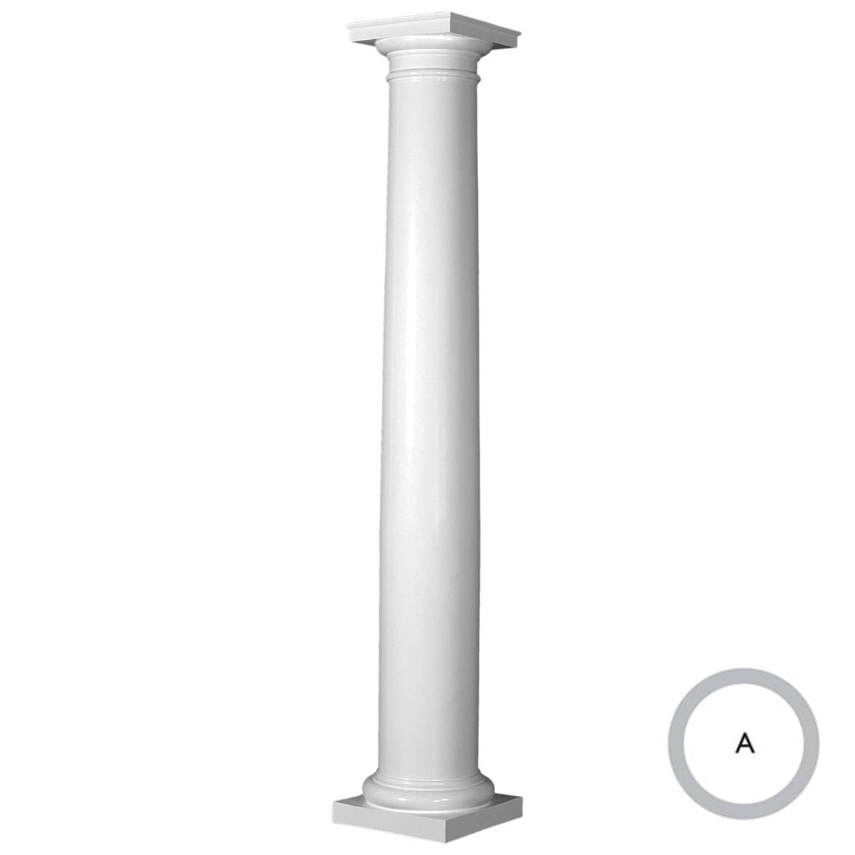 Ekena Millwork Endura-Stone 5-ft x 10-in Primed Fiberglass Round Hollow core Column with Cap/Base