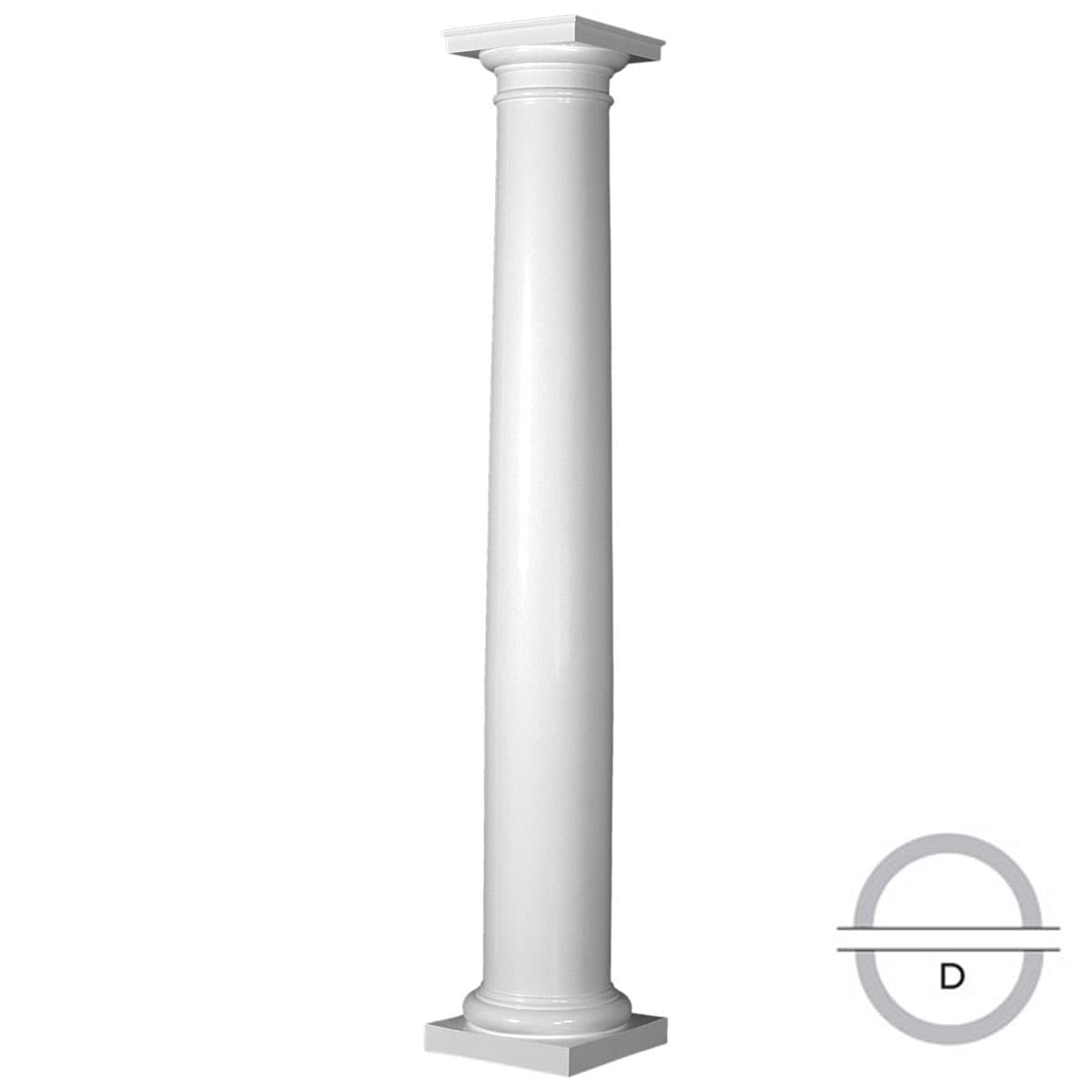 Ekena Millwork Endura-Stone 6-ft x 8-in Primed Fiberglass Round Hollow core Column with Cap/Base