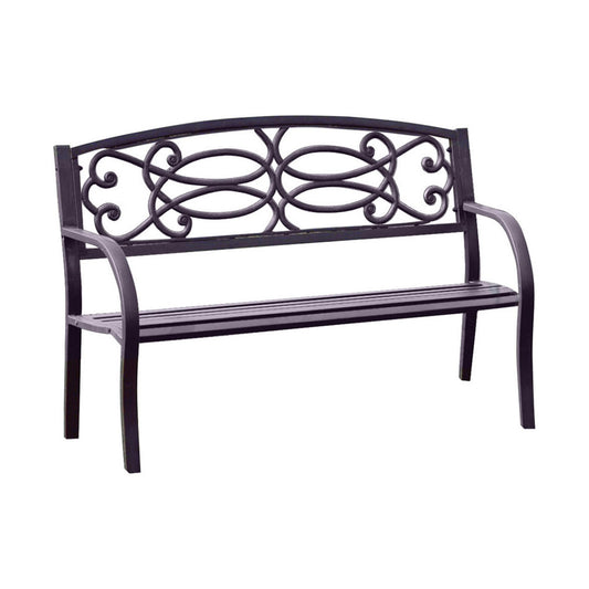 Benzara 50.4-in W x 34-in H Black Steel Garden Bench