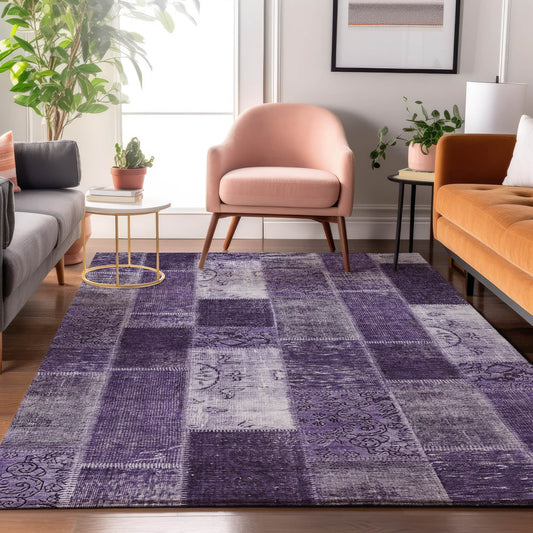Addison Rugs Mayfield AMF631PP 9 x 12 (ft) Loomed Polyester Purple Rectangular Indoor Geometric Machine washable Pet Friendly Area rug