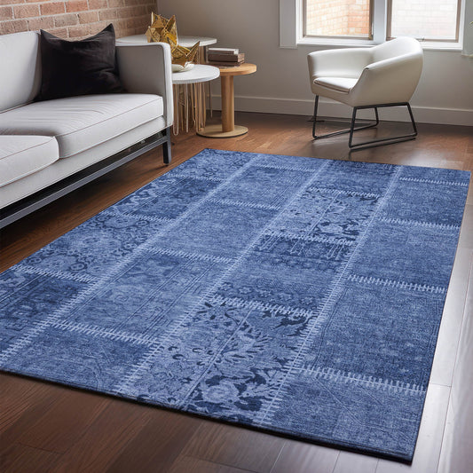 Addison Rugs Mayfield AMF635NA 9 x 12 (ft) Loomed Polyester Navy Rectangular Indoor Geometric Machine washable Pet Friendly Area rug