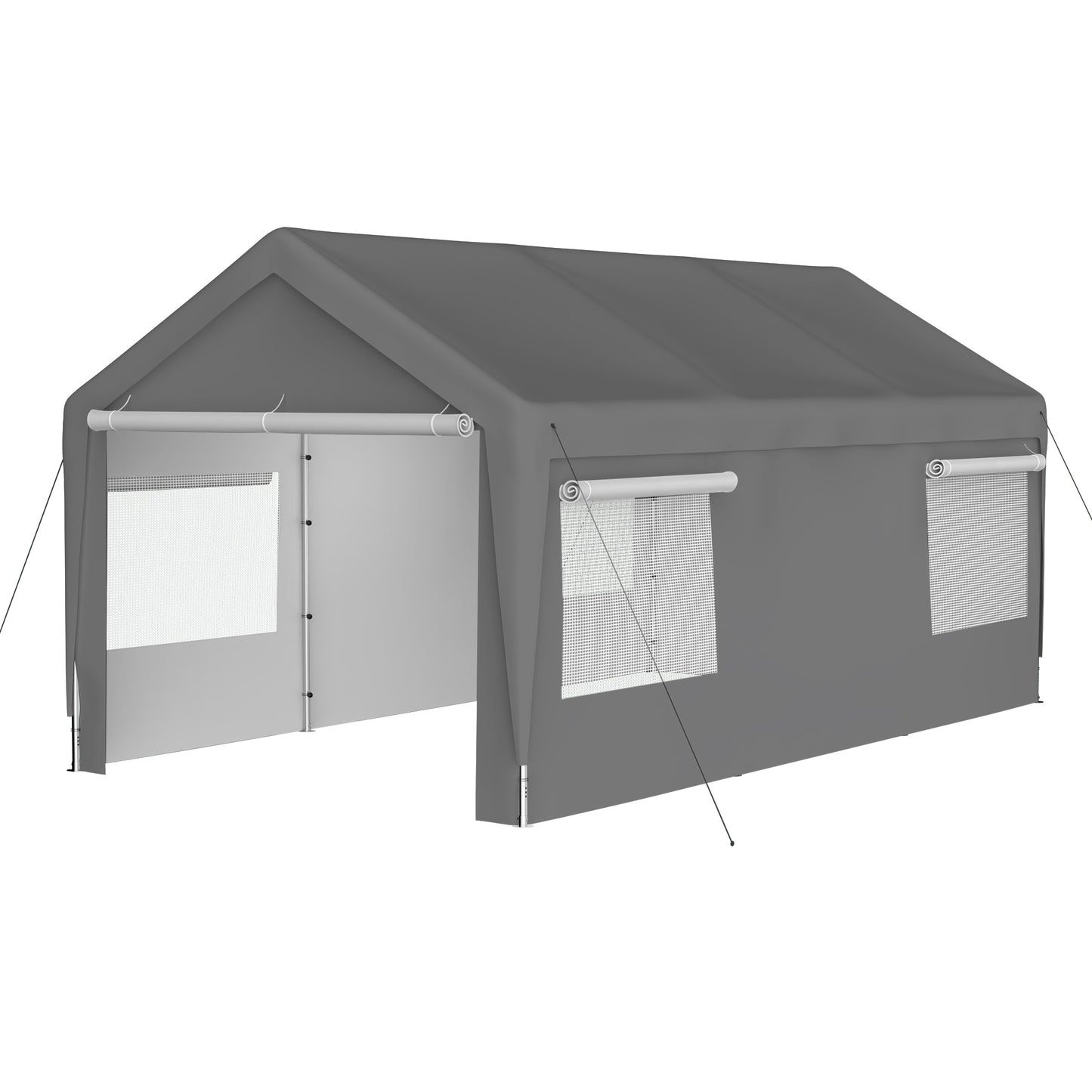 Lycvki 10.2-ft W x 19.45-ft L x 9.08-ft H Grey Metal Carport with Polycarbonate Roof