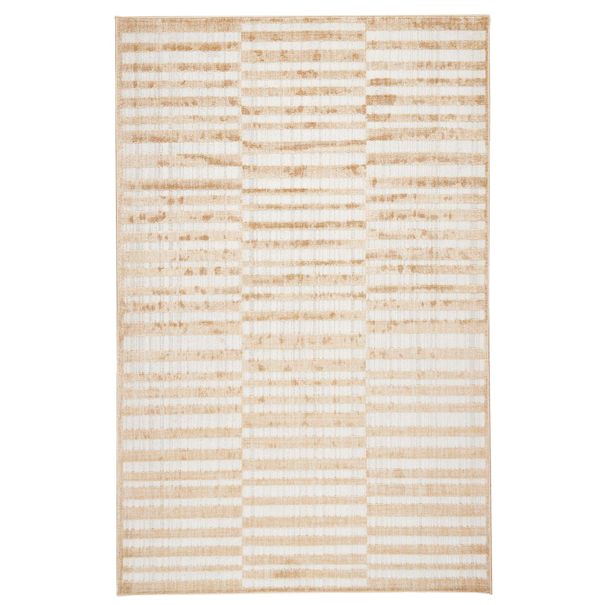 Obeetee Sahara 8 x 10 (ft) Loomed Polyester/Polypropylene Neutral Rectangular Indoor Stripe Spot Clean Only Pet Friendly Area rug