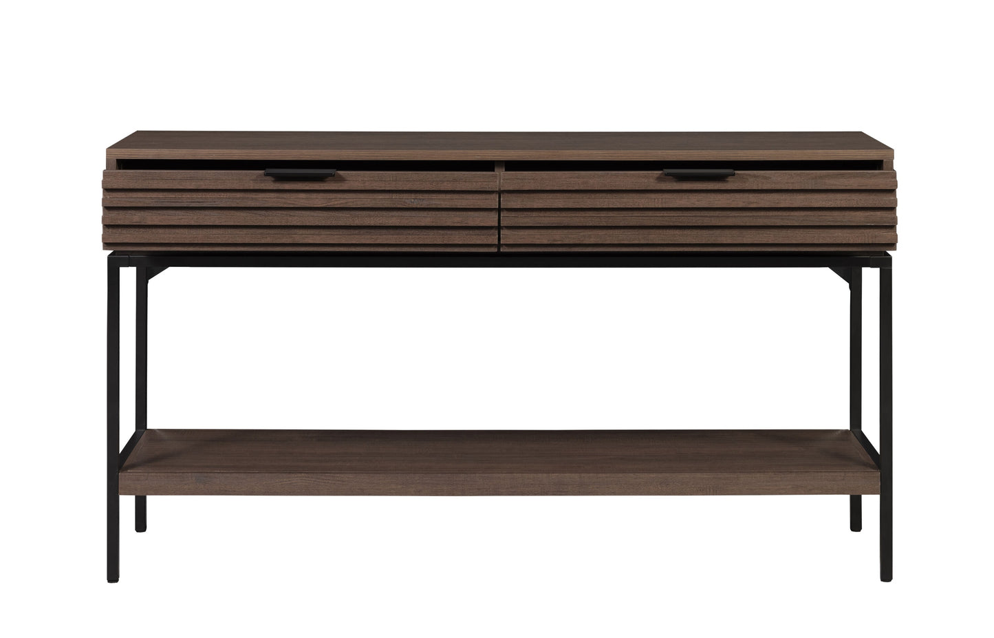  55-in W x 30-in H Brown Composite Rectangular Modern End Table with Storage Assembly Required