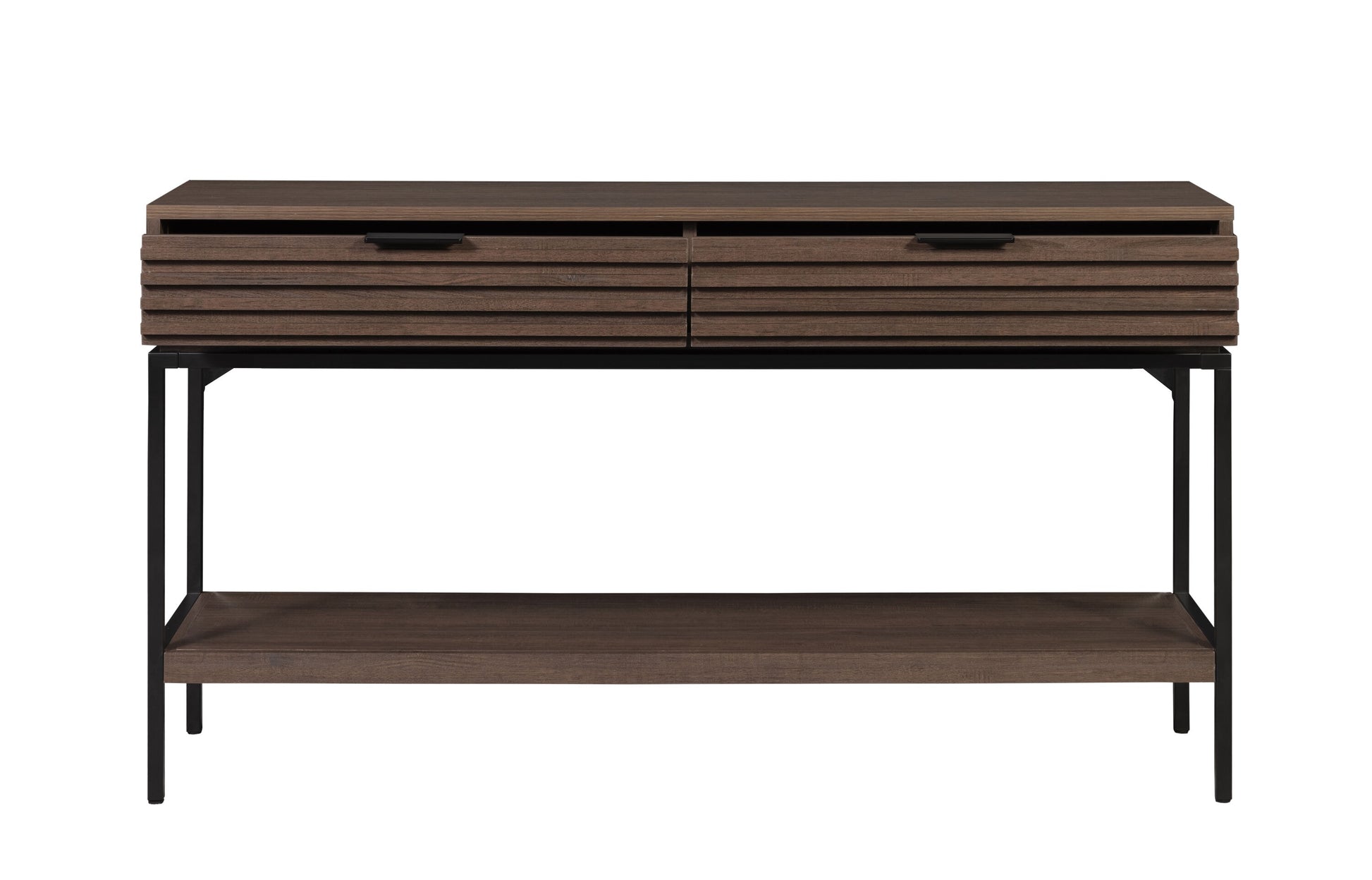  55-in W x 30-in H Brown Composite Rectangular Modern End Table with Storage Assembly Required