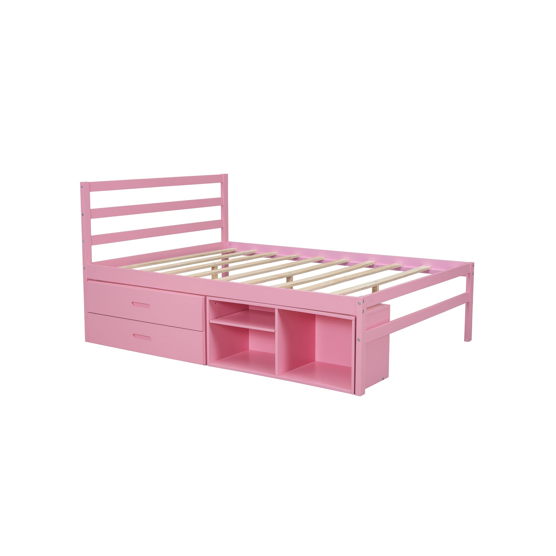 Damerin Full Pink Wood Bed Frame Storage
